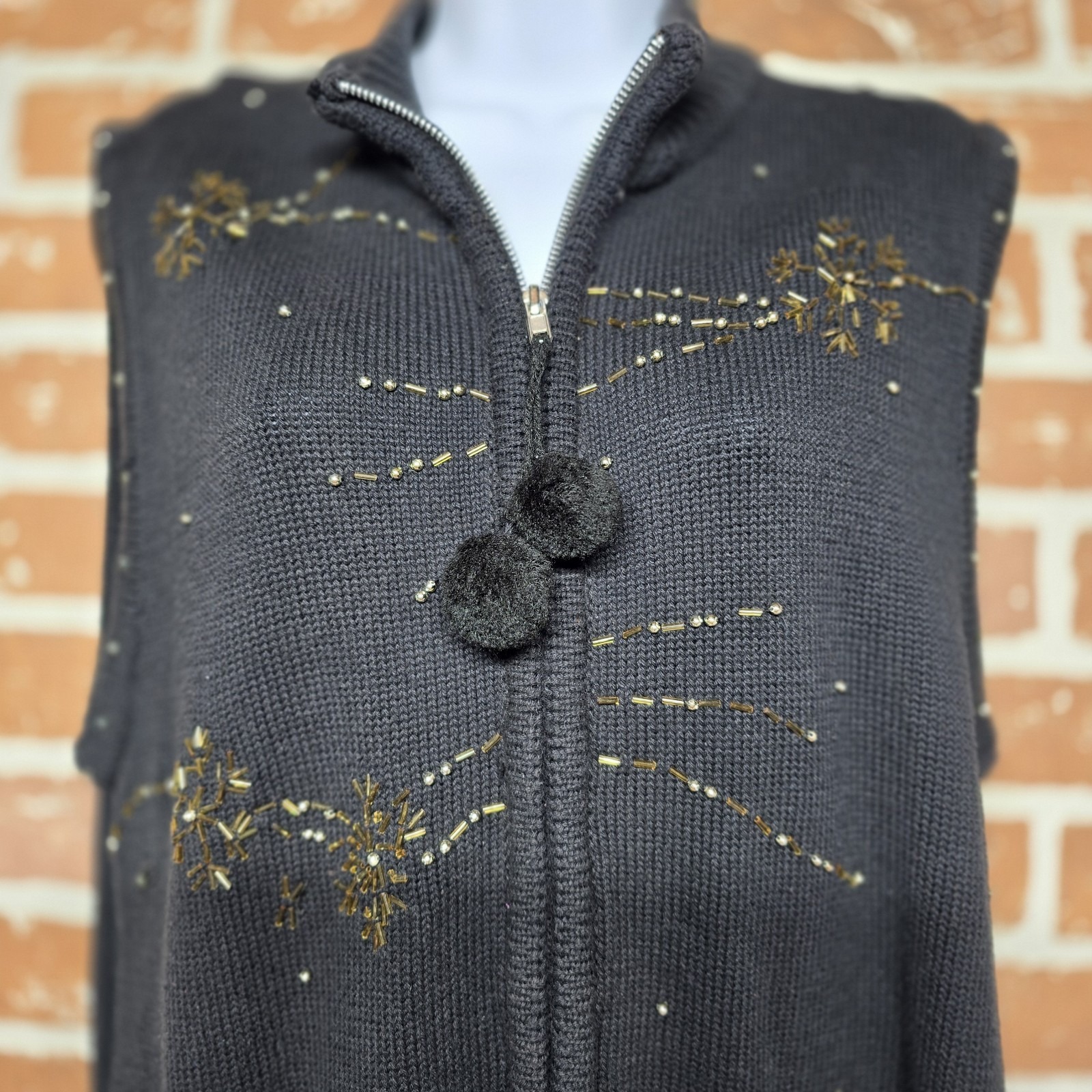 Keren Hart Sz Xl Vest Snowflake Gift Christmas Embroidered Applique Beaded